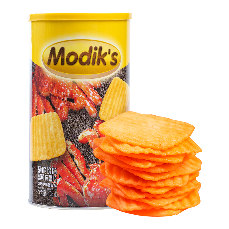 Modik's薄脆吮指蟹黄味薯片 108g/罐 2罐装 108g*2罐